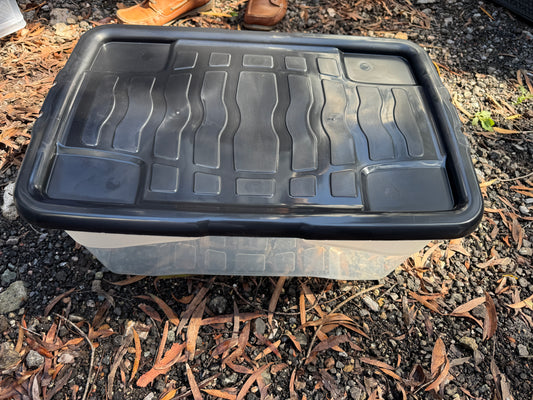 30L Underbed Plastic Storage Box with Black Lid