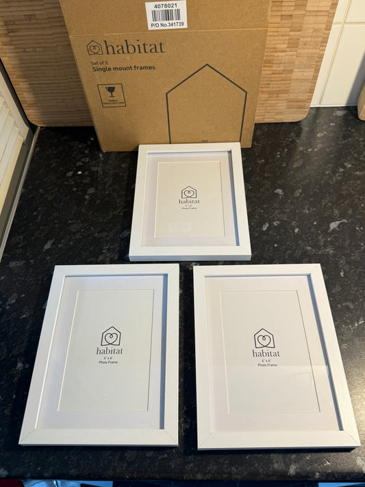 Habitat Set of 3 White Photo Frames | 4x6 Inch