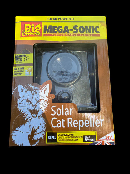 Big Cheese Mega-Sonic Solar Cat Repeller – Humane Motion-Activated Deterrent