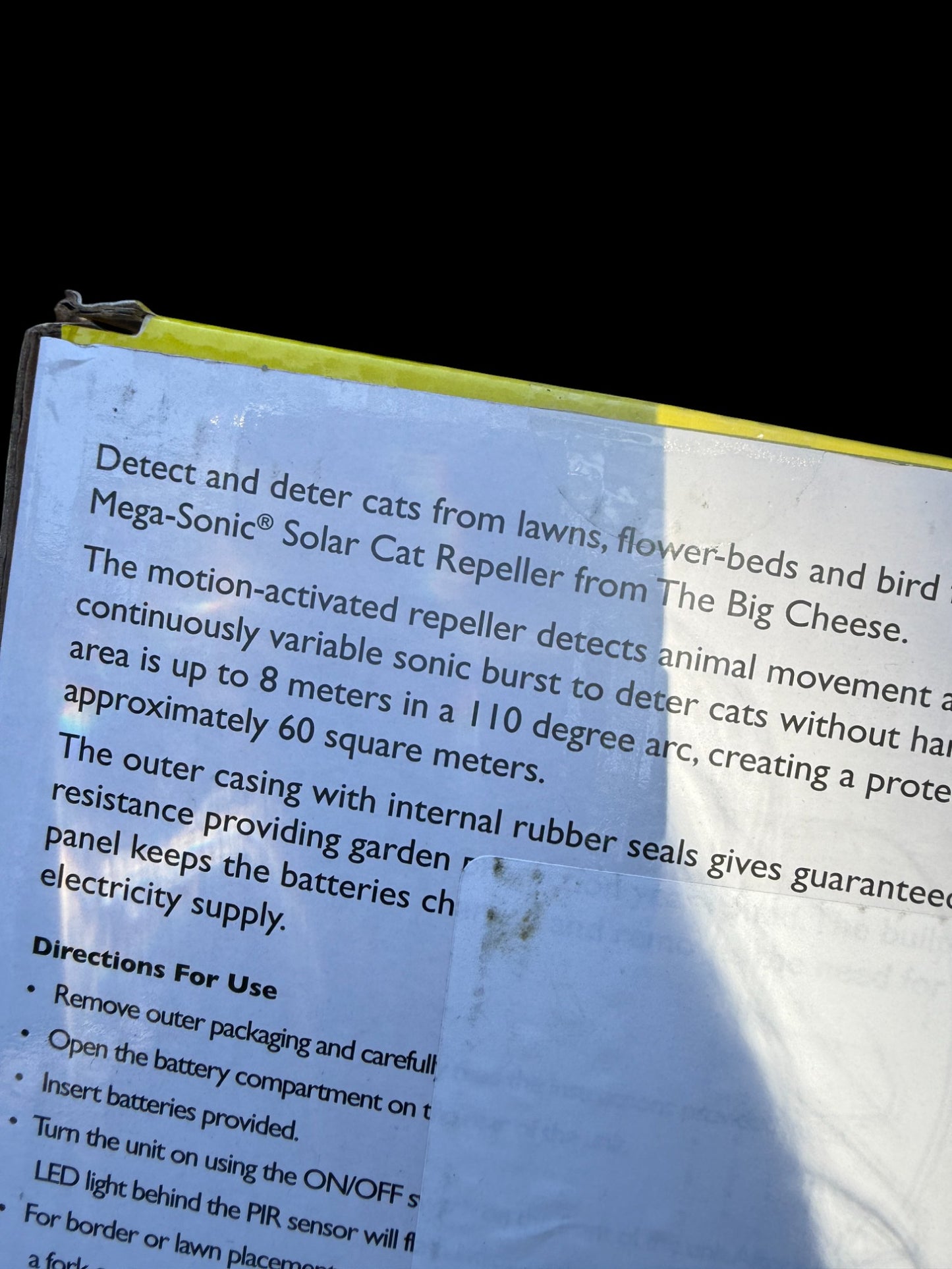 Big Cheese Mega-Sonic Solar Cat Repeller – Humane Motion-Activated Deterrent