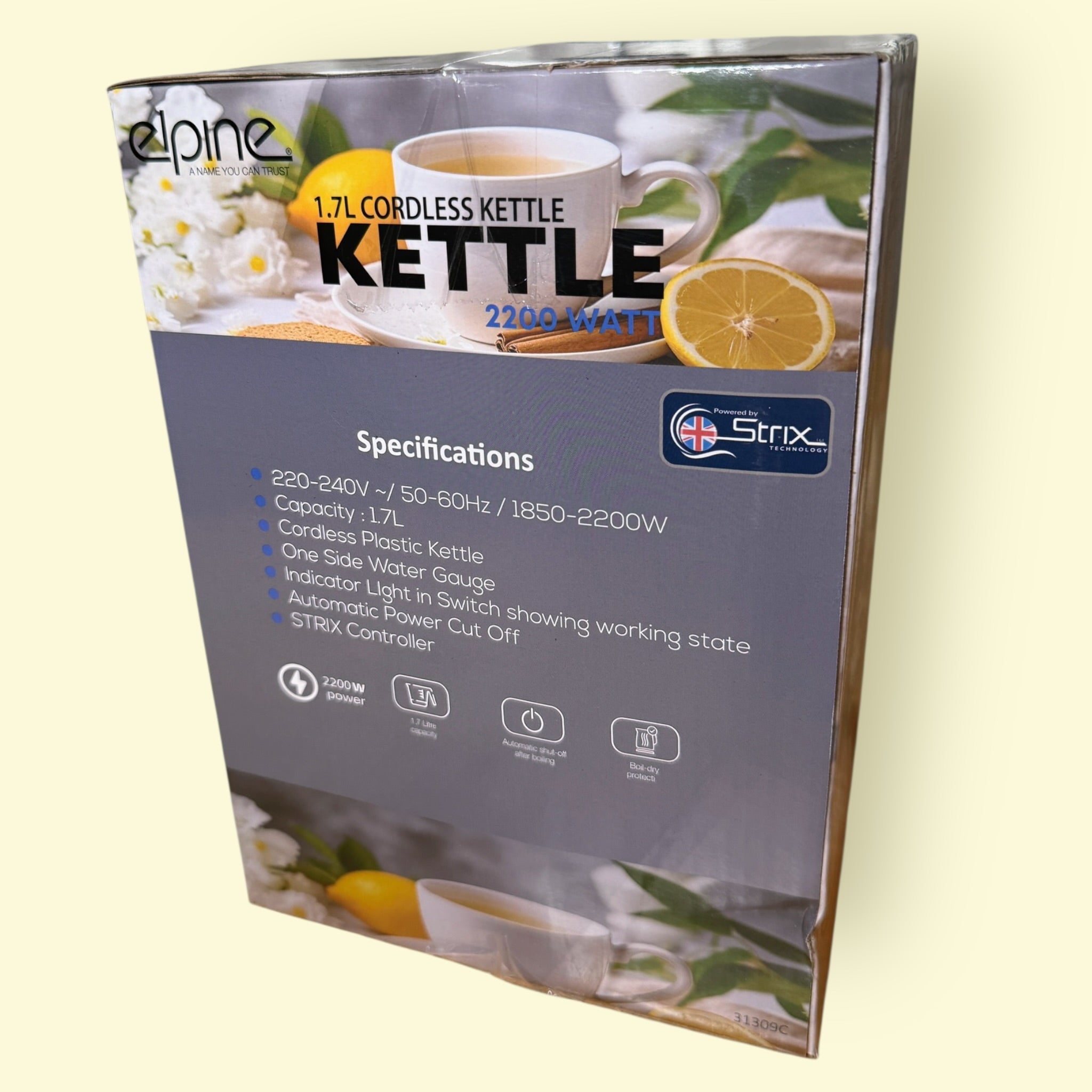 1.7L Cordless Kettle 2200W Rapid Boil