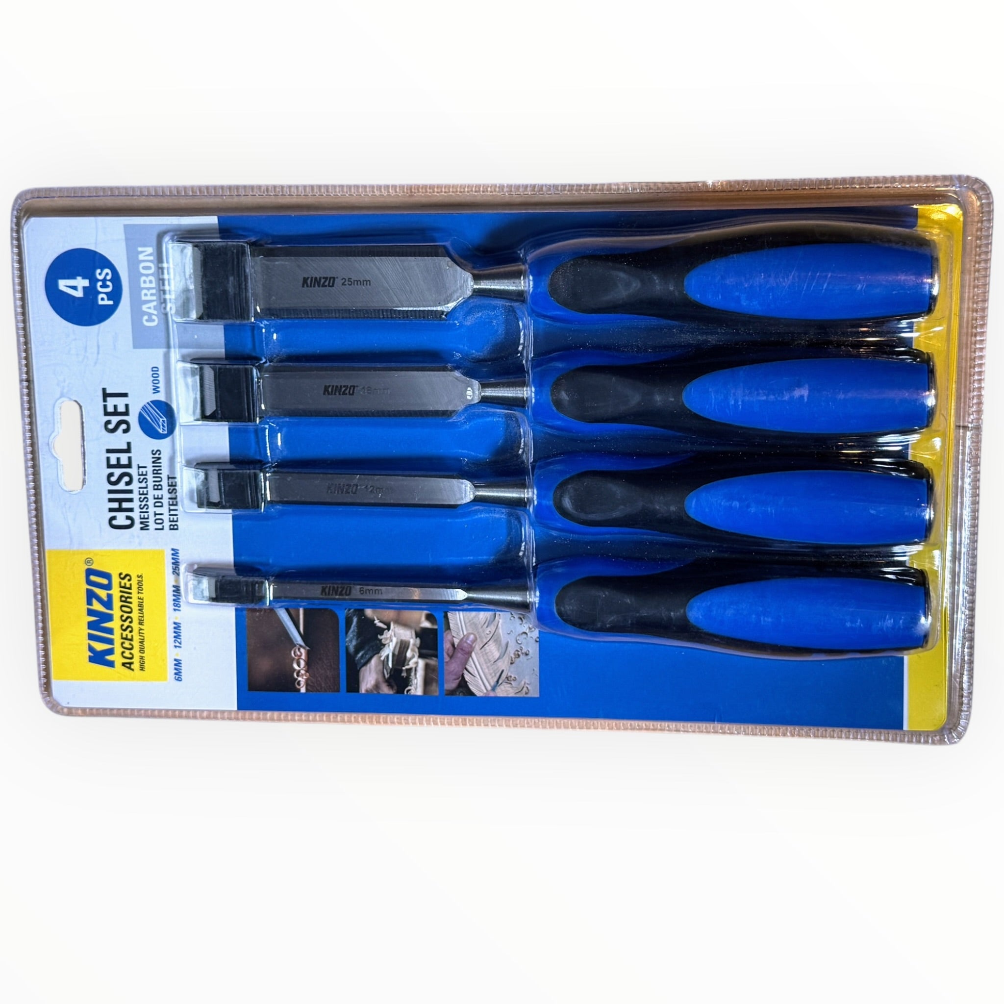 4pc Wood Chisel Set Carbon Steel 6–25mm