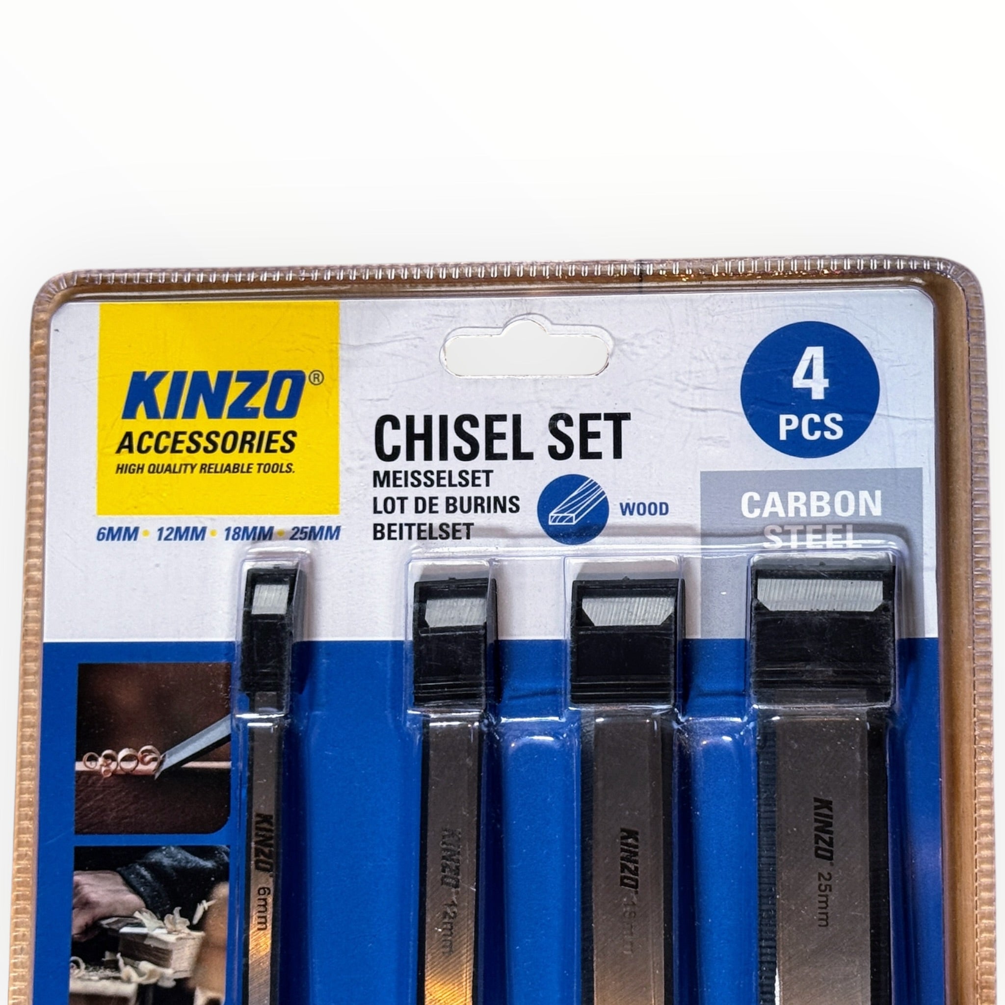 4pc Wood Chisel Set Carbon Steel 6–25mm