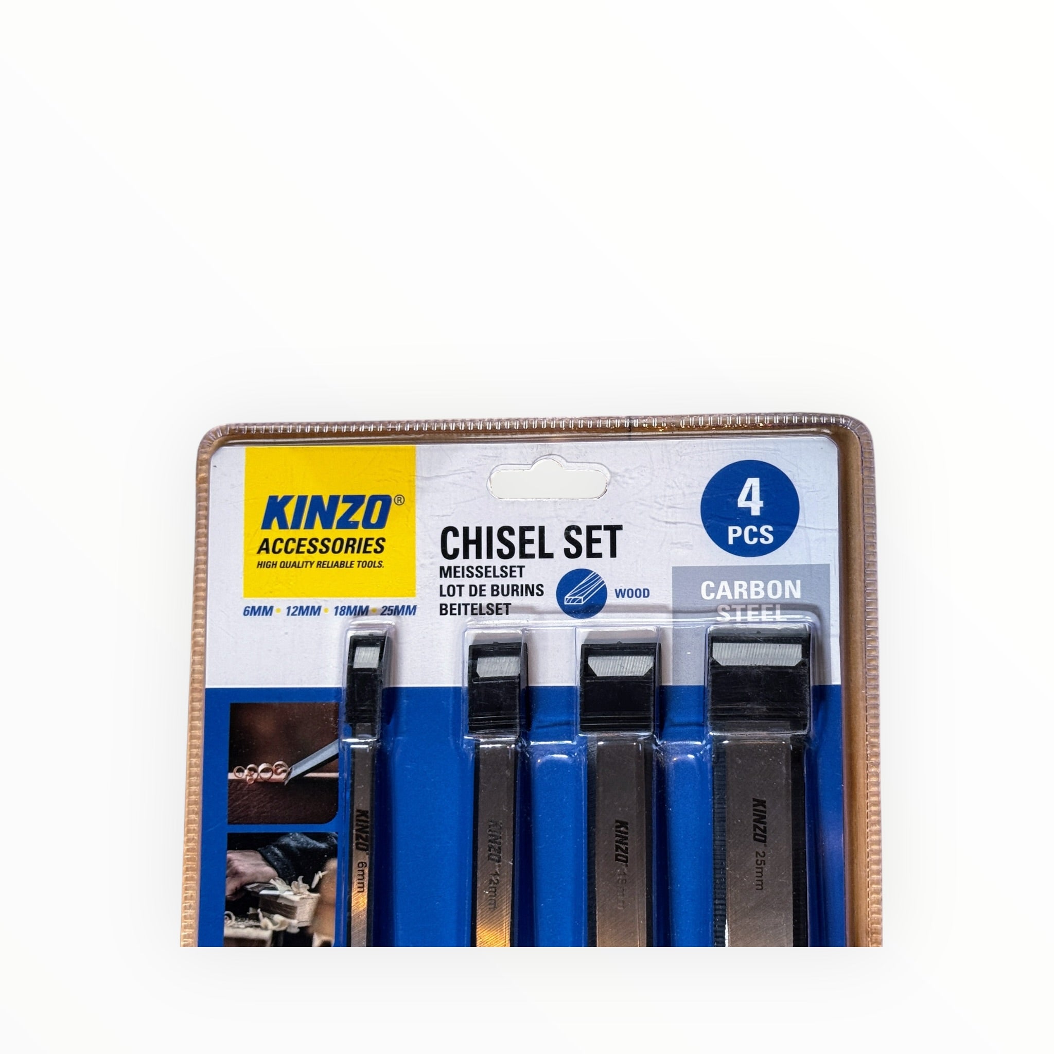 4pc Wood Chisel Set Carbon Steel 6–25mm