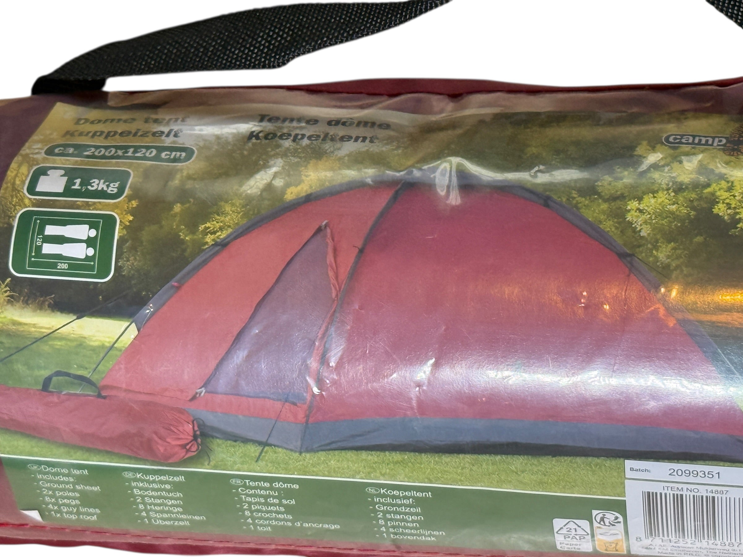 Camp Active 2 Person Dome Tent 200 x 120cm Lightweight Camping Tent