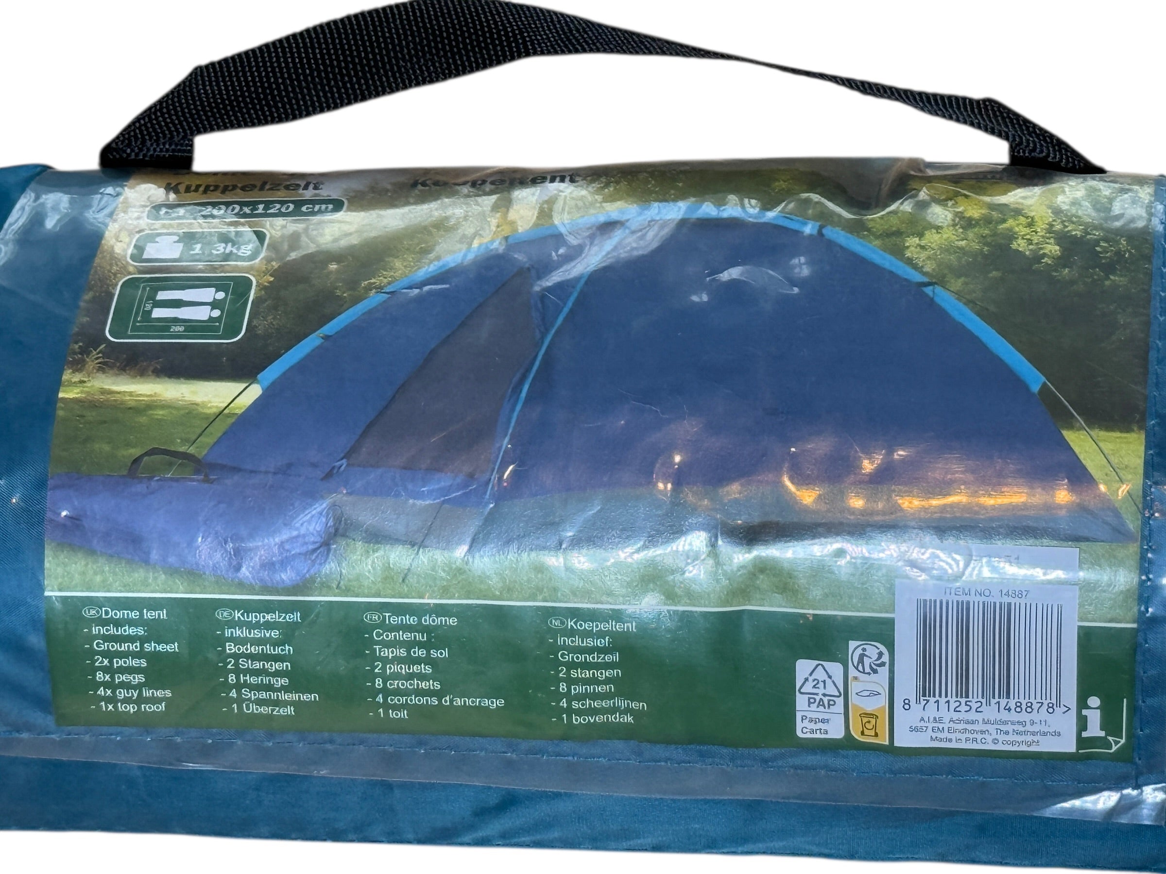 Camp Active 2 Person Dome Tent 200 x 120cm Lightweight Camping Tent