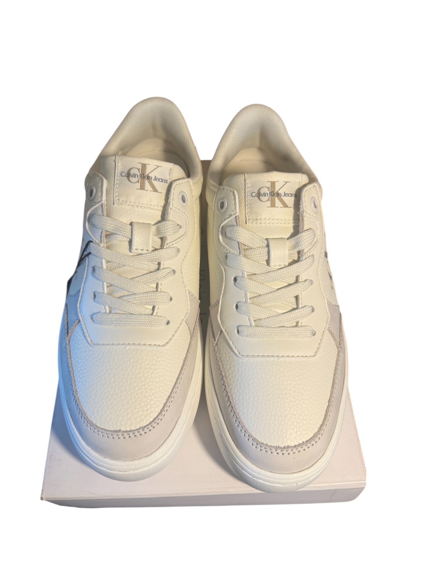 Calvin Klein Jeans Classic Cupsole Trainers – Cream White / Bahama Green