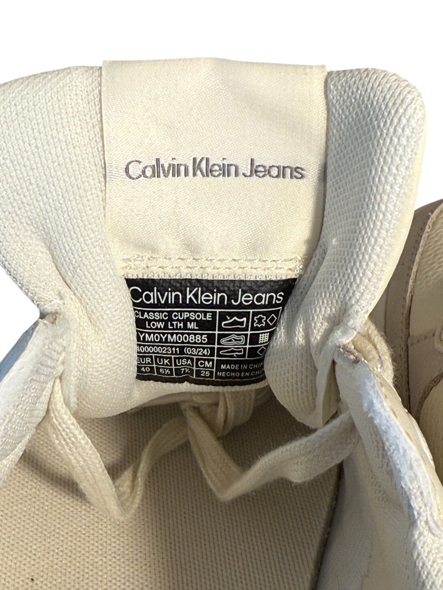 Calvin Klein Jeans Classic Cupsole Trainers – Cream White / Bahama Green