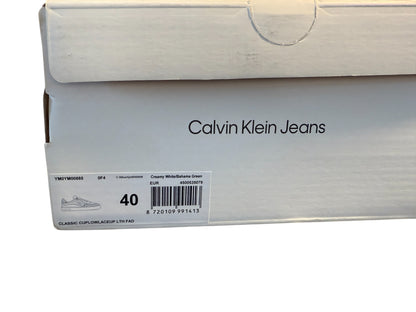 Calvin Klein Jeans Classic Cupsole Trainers – Cream White / Bahama Green