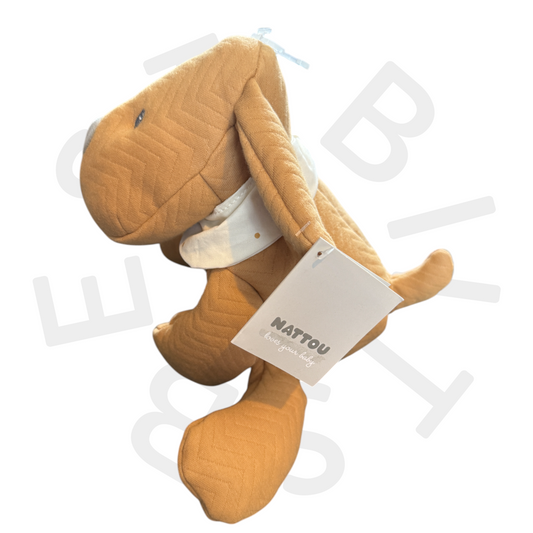Nattou soft toy dog plush tan baby comforter