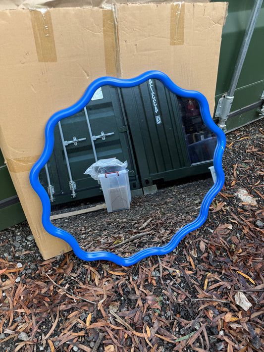 Habitat Wavy Blue Frame Mirror | Grade B Upcycle Project