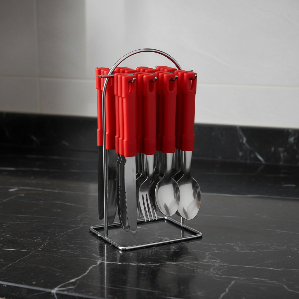24 Piece Cutlery Set with Metal Stand